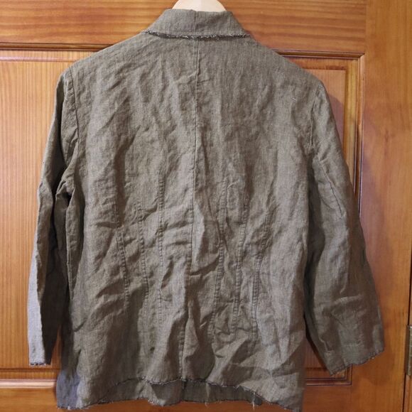 Ellen Tracy Vintage Brown Linen Button Down Boho Blouse 100% Linen 14 - Picture 3 of 12